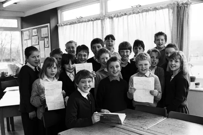 Framed Print : Ready to make a big noise after their sponsored silence for the appeal are these children Framed Print : Ready to make a big noise after their sponsored silence for the appeal are these children