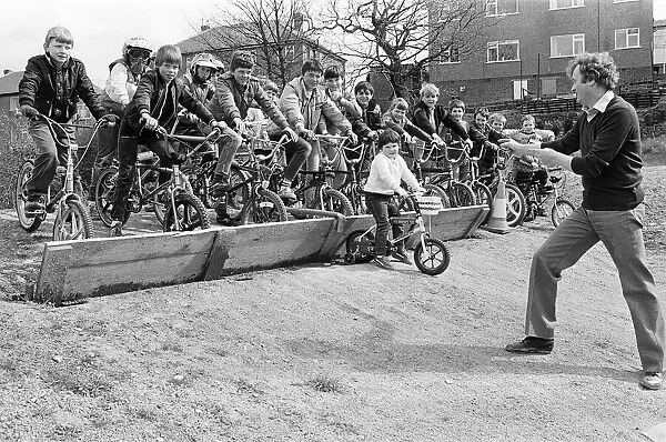 Ready for the off - youngsters try out the newly-completed BMX cycling track at Greenside