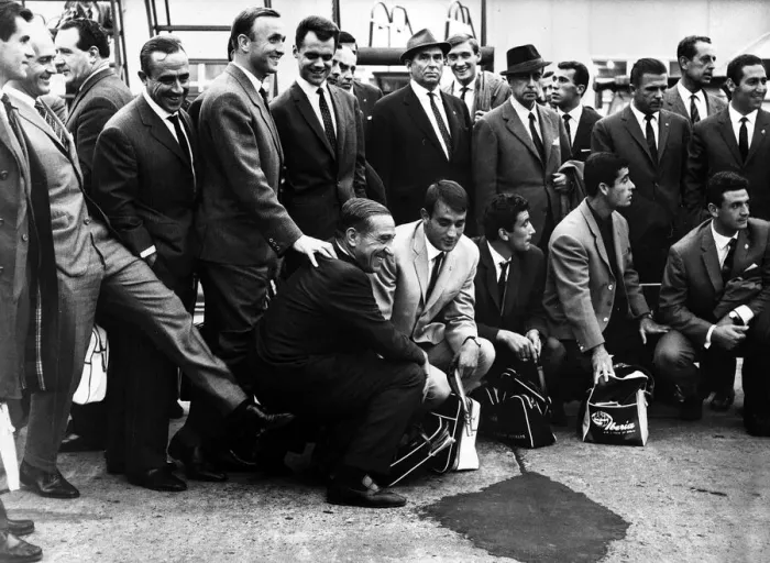 Framed Print : Real Madrid football players arrives in Glasgow for European Cup football match tie
