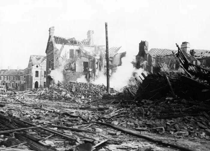 Framed Print : Rear of Riverside Conservative Club, Neville Street, Cardiff, following a Nazi raid Framed Print : Rear of Riverside Conservative Club, Neville Street, Cardiff, following a Nazi raid