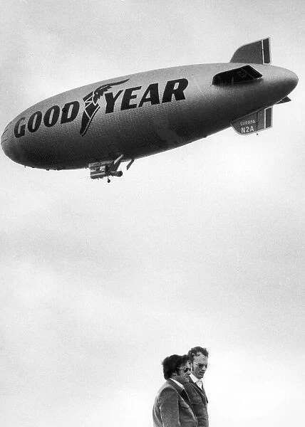 The rebuilt Goodyear Airship Europa which crashed in April 1972 seen here in the skies