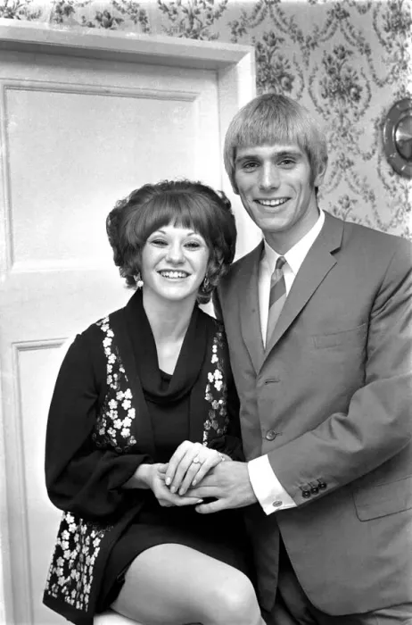 Framed Print : A recent engagement picture of Liverpool player Alun Evans and fiancee Lesley Wernick