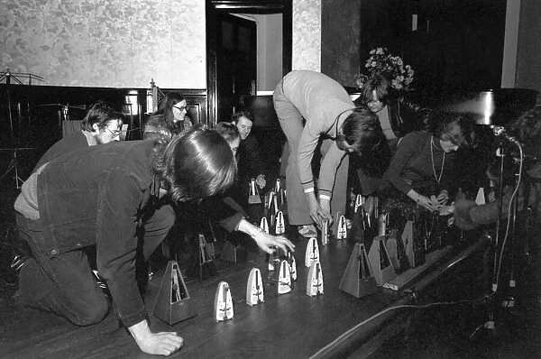 A recital for 100 metronomes staged in a London rehearsal room April 1975 75-1720-003