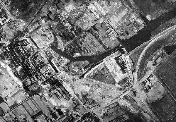 Reconnaissance photograph taken after the attack on Stettin industrial targets