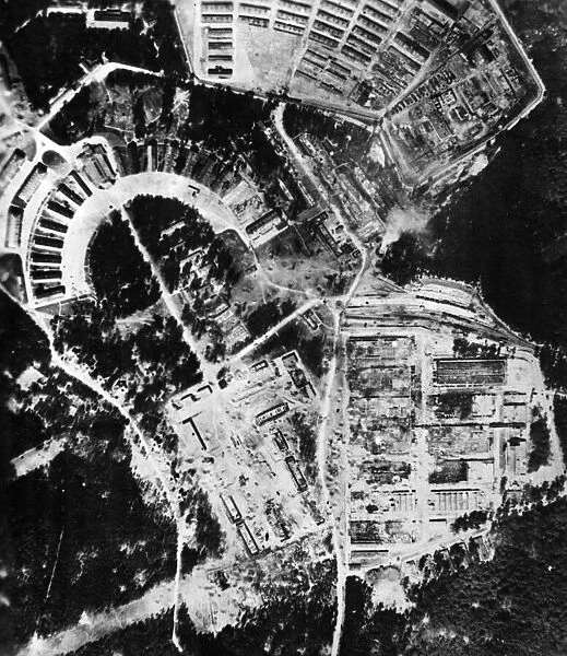 Reconnaissance photograph made some time after the Eighth Air Force attack of the 24th