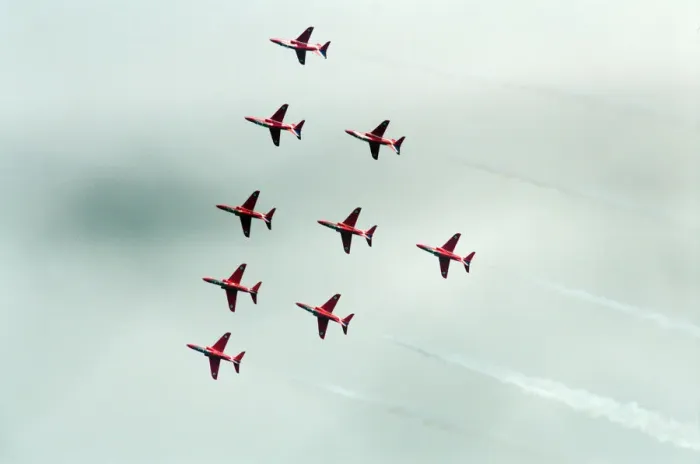 Framed Print : The Red Arrows, RAF Aerobatic Team, performing at the 1993 500 CC British Motorcycle Framed Print : The Red Arrows, RAF Aerobatic Team, performing at the 1993 500 CC British Motorcycle