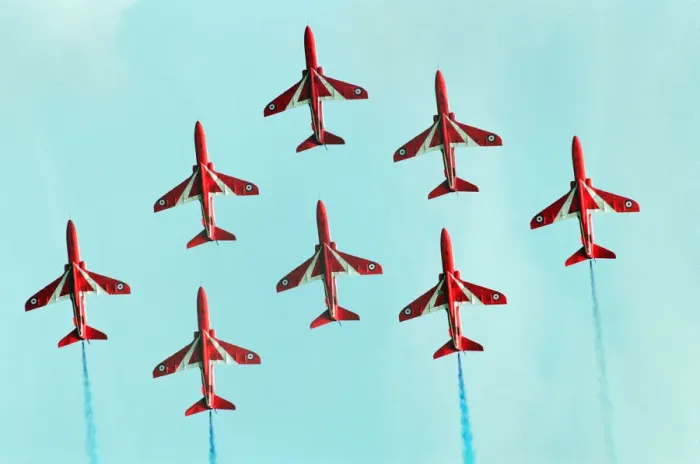 Framed Print : The Red Arrows, RAF Aerobatic Team, performing at the 1993 500 CC British Motorcycle Framed Print : The Red Arrows, RAF Aerobatic Team, performing at the 1993 500 CC British Motorcycle