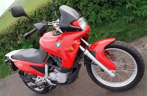 Red BMW motorbike circa 1990s BMW F650