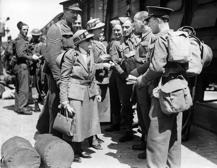 Framed Print : Two Red Cross nurses who stayed behind to see the safety of the wounded before leaving Framed Print : Two Red Cross nurses who stayed behind to see the safety of the wounded before leaving
