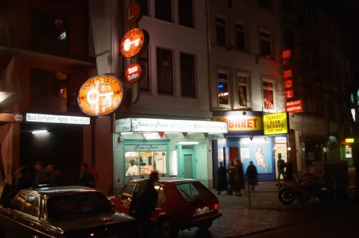 Framed Print : Red light district in Hamburg, West Germany, also known as The Reeperbahn