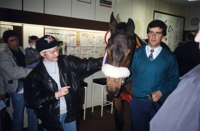 Framed Print : Red Rum Racehorse and his stablelad making a personal appearence at The Surrey Racing Framed Print : Red Rum Racehorse and his stablelad making a personal appearence at The Surrey Racing