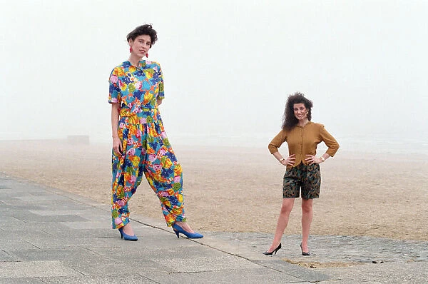 Redcar Fashion, Monday 23rd April 1990, Christine wears multi-coloured Bermuda Shorts 7
