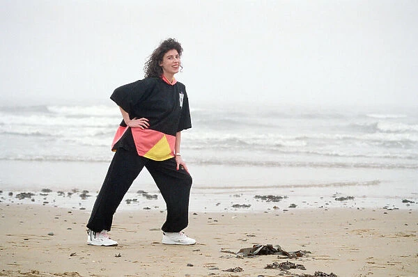 Redcar Fashion, Monday 23rd April 1990, model Caroline wearing black track pants (7