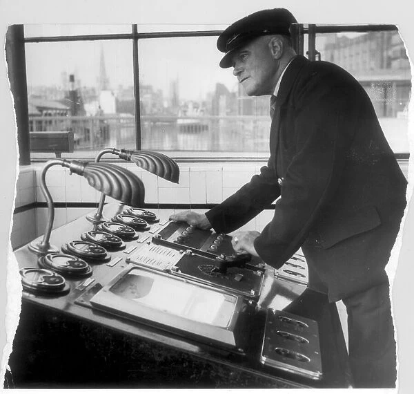 The Redcliffe Bascule bridge operator at the controls in 1950 Bristol