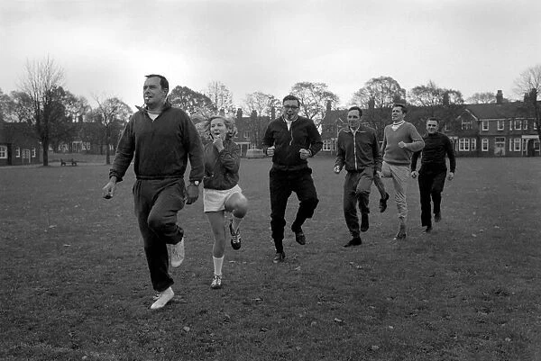 Referees of a local football league in training exercises during a course run for