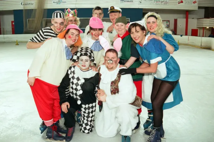 Framed Print : Regulars from the Cleveland Hotel, Middlesbrough held a fancy dress ice skate Framed Print : Regulars from the Cleveland Hotel, Middlesbrough held a fancy dress ice skate