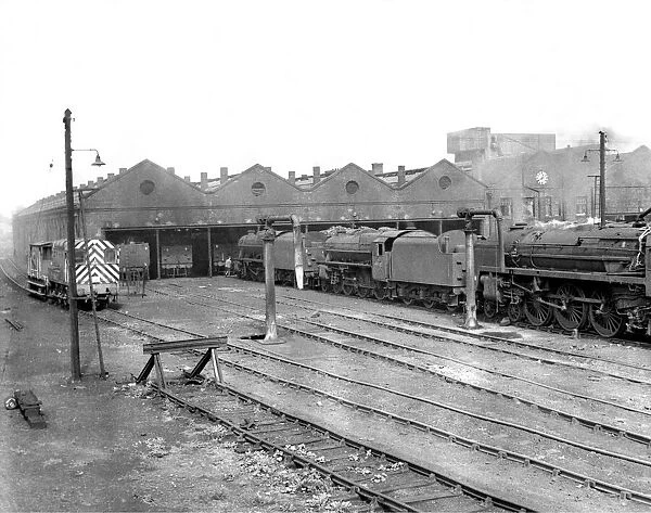 Some of the last remaining steam trains of British Rail stand outside Kingsmoor
