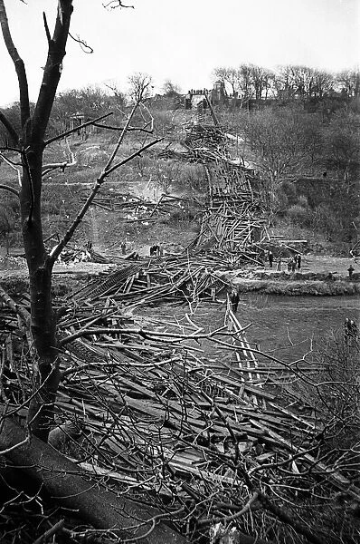 The remains of Half Penny Bridge, Saltburn, North Yorkshire, after being blown up