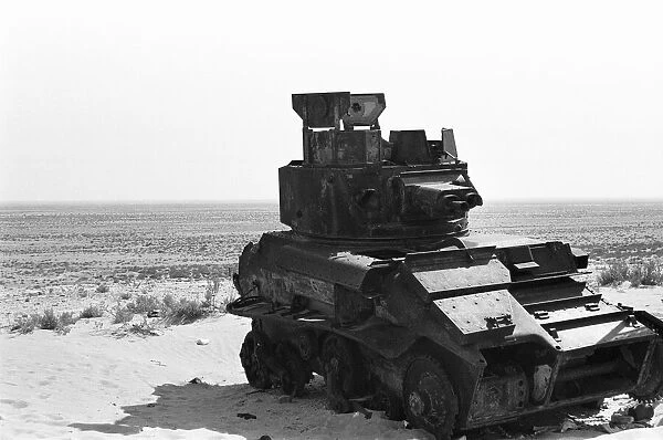 The remains of a Vickers Mk VIB light tank close to the scene of the El Alamein
