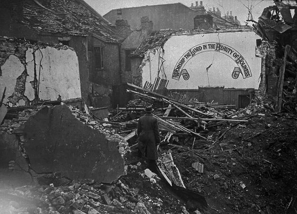 The remains of the West Street Baptist Church following the Luftwaffe air raid