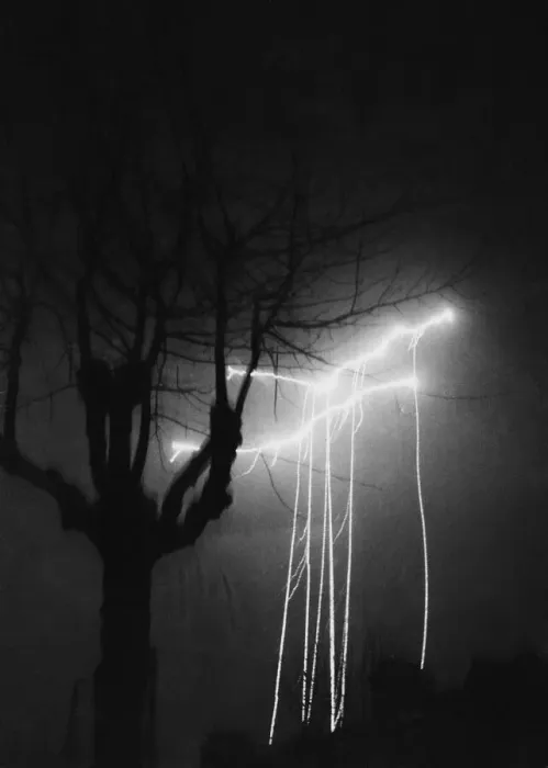 Framed Print : Remarkable picture of parachute flairs dropped in London area tonight