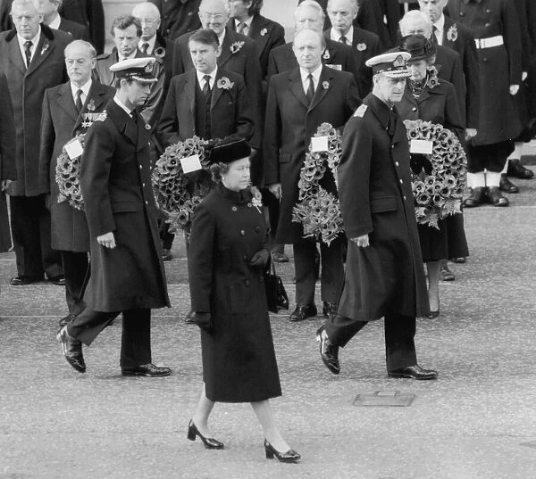 Rememberance Day Service 1984. The Queen and The Duke of Edinburgh