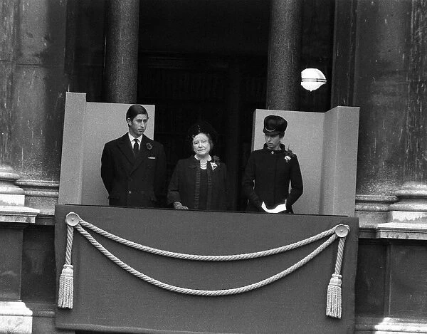 Rememberance Sunday November 1970 at Whitehall l-r Prince Charles