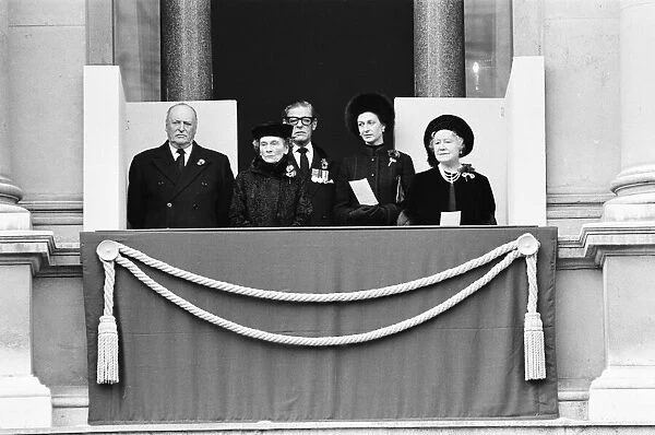Remembrance Day at The Cenotaph, Whitehall. L-R King Olav V of Norway, Princess Alice