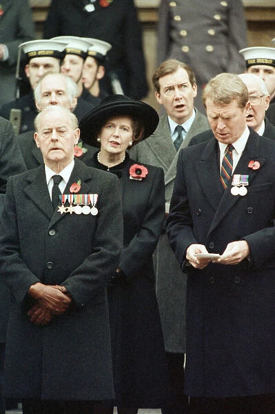Remembrance Day parade at Whitehall, London. Margaret Thatcher and Paddy Ashdown