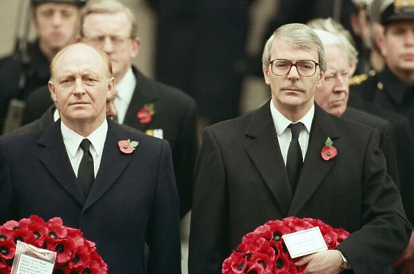 Remembrance Day parade at Whitehall, London. Neil Kinnock and John Major