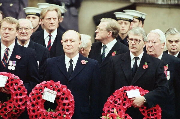 Remembrance Day parade at Whitehall, London. Paddy Ashdown, Neil Kinnock