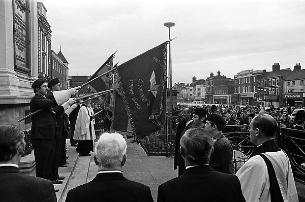 Remembrance Day service in Stockton-on-Tees. November 1974