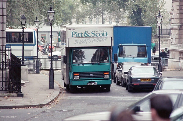 Removal vans pictured on the day Nigel and Therese Lawson move out of Downing Street
