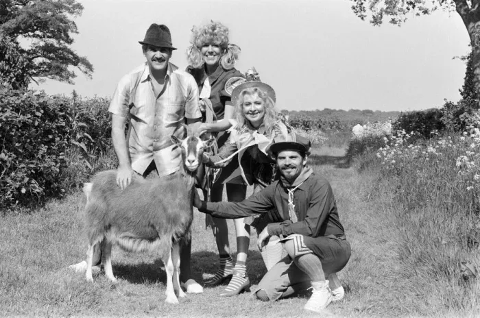 Framed Print : Rentaghost, BBC Childrens Television Programme. Cast pictured filming outdoor scenes Framed Print : Rentaghost, BBC Childrens Television Programme. Cast pictured filming outdoor scenes