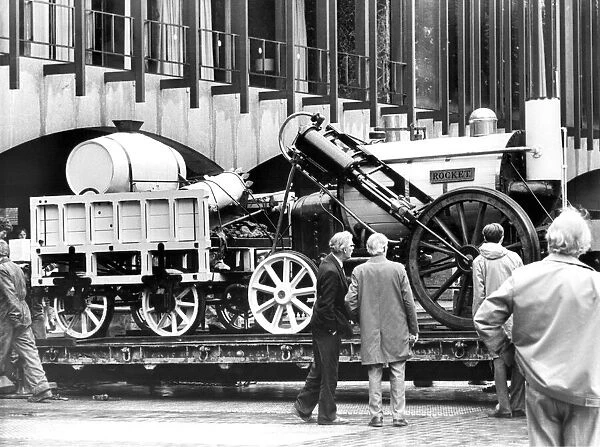 A replica of George Stephensons Rocket outside the Newcastle Civic Centre on 25 June