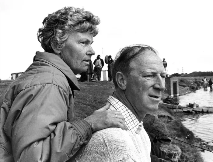 Framed Print : Republic of Ireland manager Jack Charlton with his wife Pat at a fishing competition in