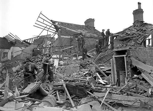 Rescue teams search a bombed out house
