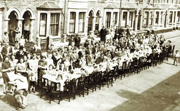 Framed Print : Residents celebrating VE Day in Lisvane Street, Cathays, Cardiff, 1945 Framed Print : Residents celebrating VE Day in Lisvane Street, Cathays, Cardiff, 1945