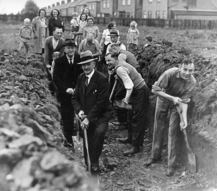 Framed Print : Residents of Links Avenue, Monkseaton, who decided to construct their own communal air Framed Print : Residents of Links Avenue, Monkseaton, who decided to construct their own communal air
