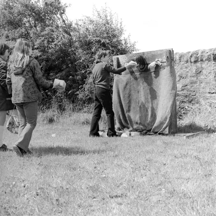 Framed Print : The residents of the West End of Newcastle playing old English games at the Denton Burn Framed Print : The residents of the West End of Newcastle playing old English games at the Denton Burn