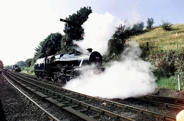 The restored LMS 'Black 5'BR loco on its test run at Severn Valley Railway