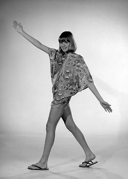 Reveille Beachwear Fashion Shoot Model Judy Weldon seen here in short cullotte