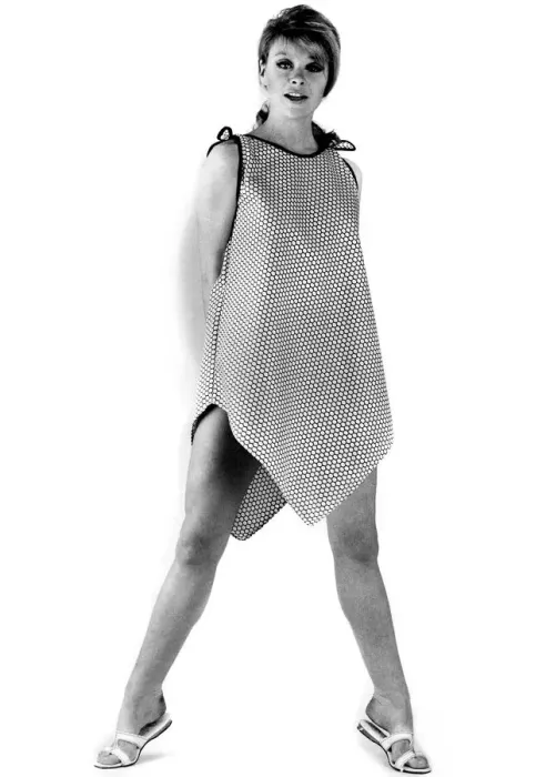 Framed Print : Reveille Fashion 1967: Woman wearing sleeveless honeycomb patterned dress Framed Print : Reveille Fashion 1967: Woman wearing sleeveless honeycomb patterned dress