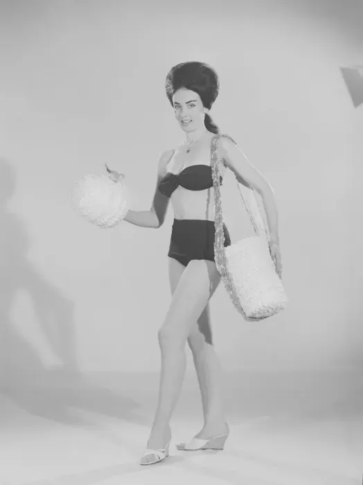 Framed Print : Reveille Fashion Feature Reveille Model Barbara Turner seen here modelling a beach Framed Print : Reveille Fashion Feature Reveille Model Barbara Turner seen here modelling a beach