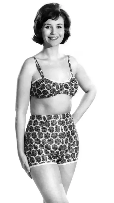 Framed Print : Reveille fashions 1962: Ann Cave modelling matching bra and panties. May 1962 P011081