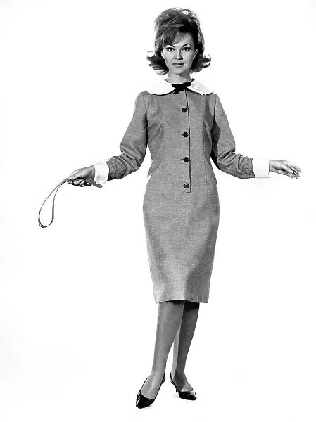 Reveille fashions 1963: Ann Roberts modelling a collared dress. October 1963 P009453