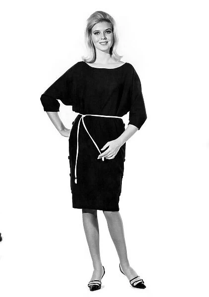 Reveille Fashions 1964: Maureen Walker modelling dress. November 1964 P006753