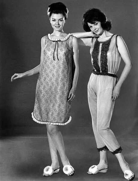 Reveille Fashions 1965: Della and Pat Young. seen here modeling the latest in night