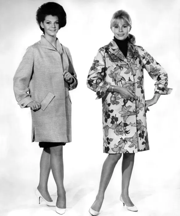 Framed Print : Reveille Fashions 1966: Jo Ann Asher and Barbara Ray modelling autumn coats Framed Print : Reveille Fashions 1966: Jo Ann Asher and Barbara Ray modelling autumn coats