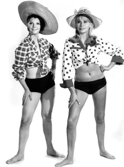 Framed Print : Reveille Fashions 1966: Jo-Ann Asher and Barbara Ray modelling beachwear fashions